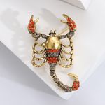 Vintage Style Enamel Crystal Orange Scorpion Brooch Badge Pin Gift