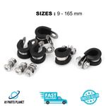 Rubber Lined Stainless Steel Metal Plated P Clip Clamp Hose Cable *Choose Size*