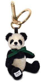Merrythought Antique Panda Keyring - jointed mohair collectable bear - 15cm