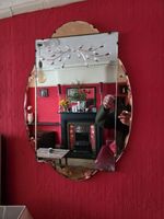 Art Deco Mirror. Peach Glass. Large. Vintage. 1930s.