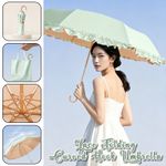 Lace Folding Curved Hook Rain Umbrella Sun UV UPF50+ Protection Portable Parasol