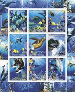 Fish dolphin turtles whales sea life 2000 MNH stamp sheetlet