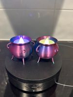 Dual Iridescent Mini Cauldron LED Lamps – Gothic Tealight Set c/w led tealights
