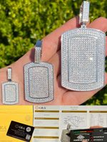 MOISSANITE Real 925 Silver Dog Tag Iced Hip Hop Pendant Necklace Passes Tester