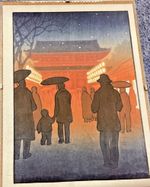 Woodblock Print - Jed Henry - David Bull - Mokuhankan - New Year at Asakusa