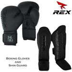 Professional Training Muay Thai MMA Sparring Boxing Gloves and Shin Guard Pad UK