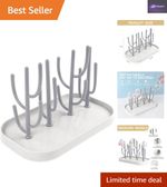 Space Saving Baby Bottle Drying Rack with Detachable Brackets and Antler Design