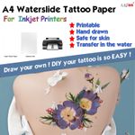 A4 tattoo paper sticker inkjet waterslide transfer paper removable DIY hand draw