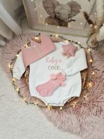 Personalised 1st Birthday Outfit Baby Girl, Name Romper/Sweatshirt, Blush Pink