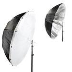 130cm (51") Black/Silver 16-Sided Parabolic Nylon Umbrella + Removable Diffusion
