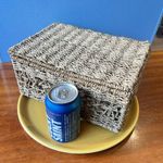 Vintage Wicker Picnic Basket Rustic Woven Storage Box With Handles 28cm hamper