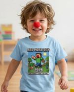 Red Nose Day 2026 Kids T-Shirt | Mine Style Pixel Gamer Top craft A3
