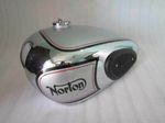 NORTON ES2 CHROME AND SILVER PAINTED PETROL TANK WITH KNEE PAD+TAP GUARANTEED PS