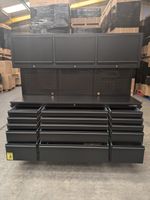 US PRO TOOL CHEST BOX WORKBENCH BLACK WORKSTATION 72" 3 X CUPBOARDS