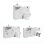 Bathroom Cabinet Vanity Unit Sink Basin Storage Toilet Unit Set White Furniture