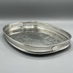 Vintage Silver Plated Gallery Serving Tray Cocktail Drinks Tea Handles Bun Feet