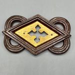 Vintage Decorative Centrepiece Moulding Wooden Ply Dark Oak Gold Antique Style