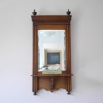 Victorian Antique Mahogany Hall Mirror Shelf Regency Style #103018