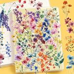 50Pcs Waterproof Transparent PET Flower Stickers for Crafts & Decor