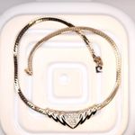 Vintage Gold Tone Chain Necklace Rhinestone Bib Pierre Cardin 1990s Retro