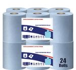 24x Blue Centrefeed Rolls 2Ply Embossed –Bulk Pack Cleaning Tissues Good Quality