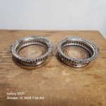 Pair Late 19thC Antique George III style Silver Plated Bottle Coasters