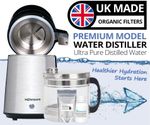 Water Distiller, Stainless Steel, Glass Jug, Latest Model - Water Pure