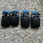 Set of 4 Waterproof Dog Boots/Shoes Size S Black/Blue Rubber Sole