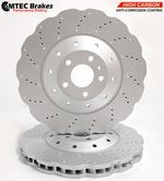 FOR AUDI RS6 RS7 2013-2018 FRONT OEM WAVEY DRILLED BRAKE DISC PAIR DISCS COATED