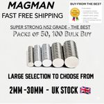 N52 Neodymium Fasteners Strong Rare Earth Disc Round 2mm to 30mm Bulk Buy Packs