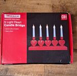 Homebase 5-Light Heart Candle Bridge Red/White Indoor, Spare Bulbs Included
