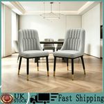 Set of 2/4/6 Grey Faux Leather Dining Chairs, Metal Legs Kitchen Chairs for Home