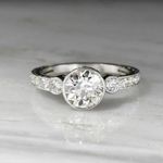 White Moissanite 2.80Ct Round Cut Engagement Ring White Gold Finish in Size 6.5