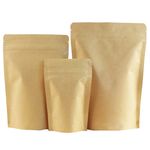 Brown Craft Paper Bags Zip Seal Lock Foil Gripseal Pouch Gusset BPA Smell Free