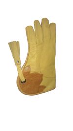 Nubuck Leather Double Skin Falconry Glove 12" (Large Standard Size,Shiny Yellow)