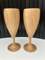 2x Mid Century Hand Turned Wooden Champagne Glass Style , Eagle Handmade, VGC