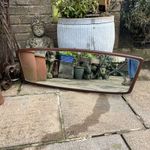 Vintage Mid Century Danish Style Teak Wall Mirror 35”