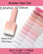 CANNI Hema Free Quick Builder Nail Gel 9ml UV LED Soak Off Clear Nude White Pink