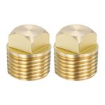 2Pcs 1/2" NPT Boat Drain Plug Solid Brass Spare Garboard Drain Plugs Gold Tone
