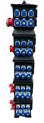 RubberBox - 63a 3PH in/out   3 x 32a + 12 x 16a Power Distribution Box