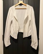 Bréal Women’s White Cotton Knit Open Front Long Sleeve Cardigan Size M Regular