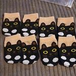 Newborn Unisex Baby Ankle Socks Cotton Blend Cat Face Novelty 6 Pairs