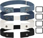 4Pcs Women  No Bulge Hassle Buckle Free Elastic Belts Invisible Belt Jeans Dress