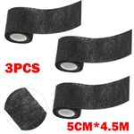 3Pc 50mm*4.5m Non-oven Fabric Self Adhesive Tape Wrap Black Elastic Bandage NEW
