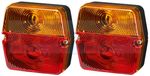 PAIR OF SQUARE REAR STOP/TAIL/INDICATOR LIGHTS LAMPS TRACTORS TRAILERS CARAVANS