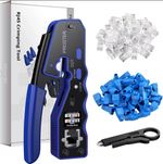RJ45 Pass Through Crimping Tool Kit, 50 RJ45 Connectors & Covers