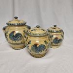 Vtg Williams Sonoma Rooster Canisters Hand Painted in Italy