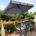 2x1.25m Rectangle Garden Parasol Umbrella Patio Sun Shade Carbonsteel Crank Tilt