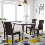 Dining Chairs Set of 4 High Back PU Leather Kitchen Chair Modern Wood Legs Home