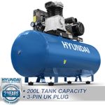 200 Litre Air Compressor Eletric Belt Driven 14CFM 145psi 3hp Hyundai 